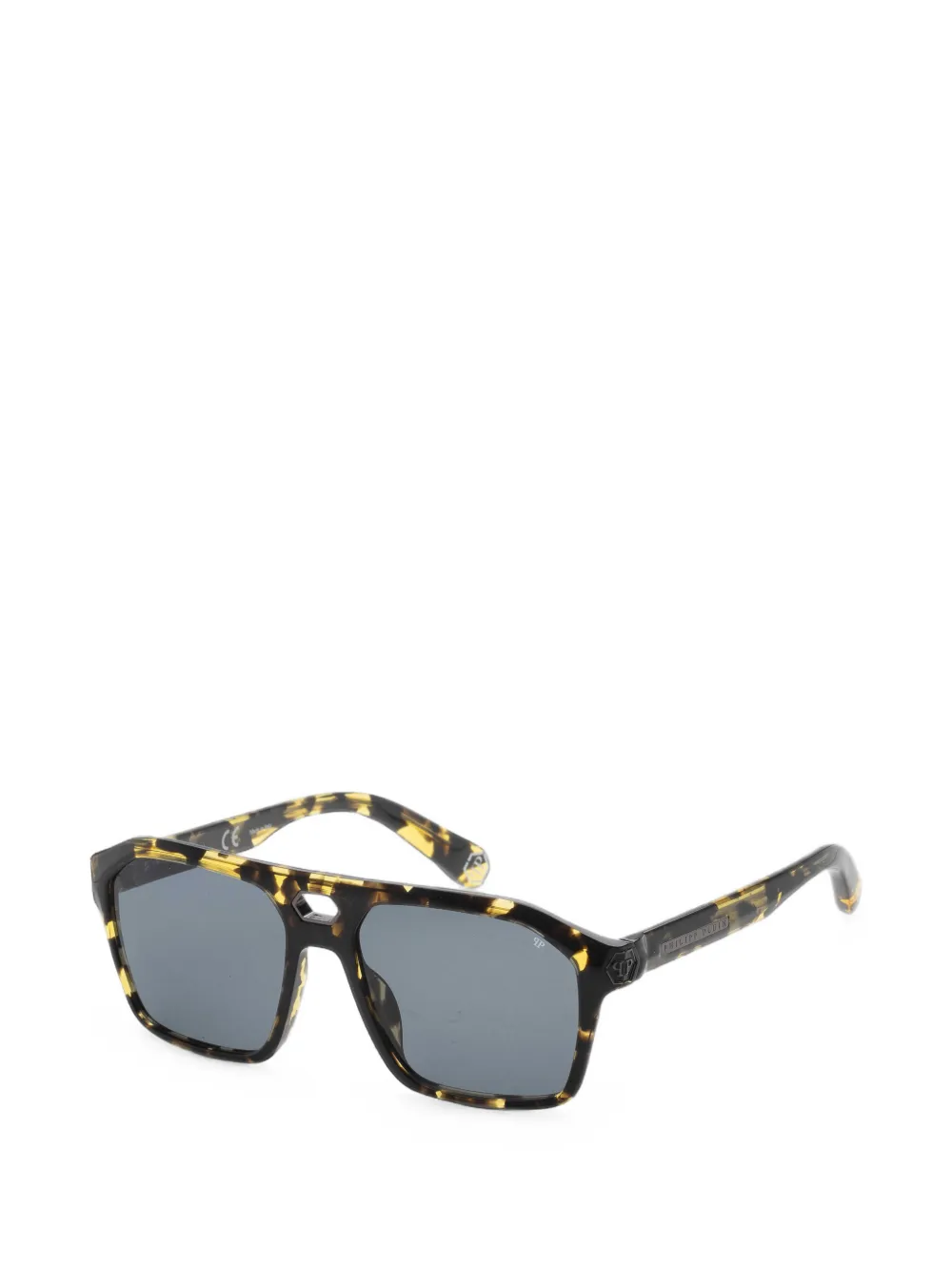 Philipp Plein Eyewear tortoiseshell-effect pilot-frame sunglasses - Marrone