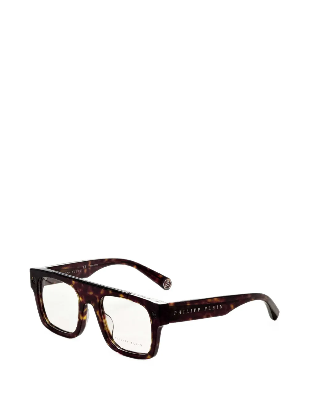 Philipp Plein Eyewear tortoiseshell-effect square-frame glasses - Marrone