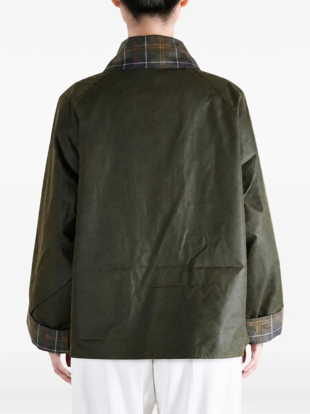 Barbour Icons gewaxt jack met tartan kraag Groen
