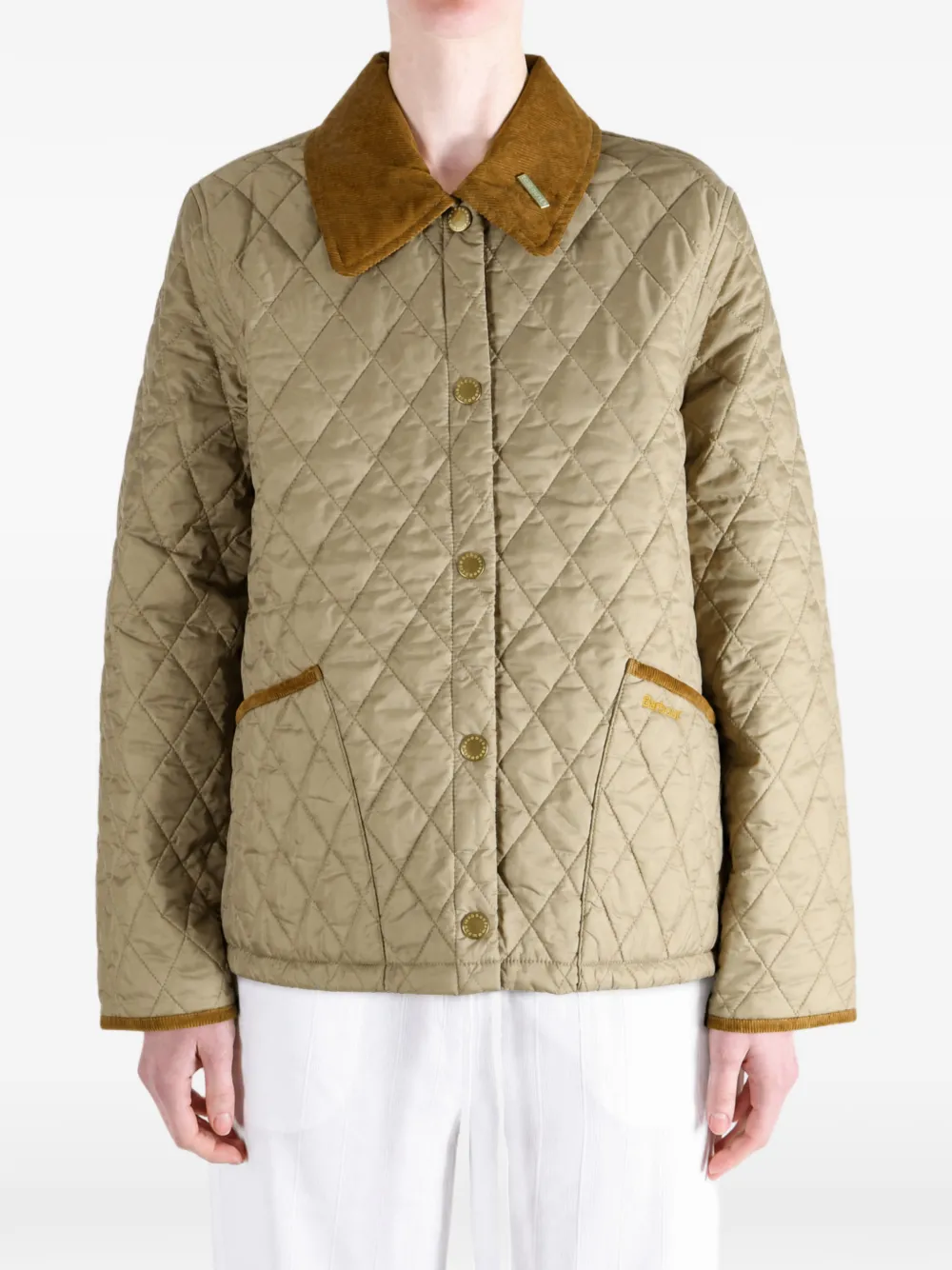 Barbour Icons gewatteerd jack met ribfluwelen kraag Beige
