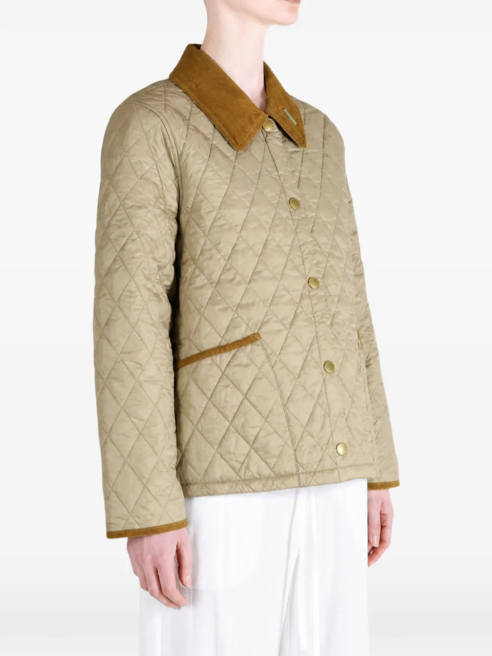 Barbour Icons gewatteerd jack met ribfluwelen kraag Beige
