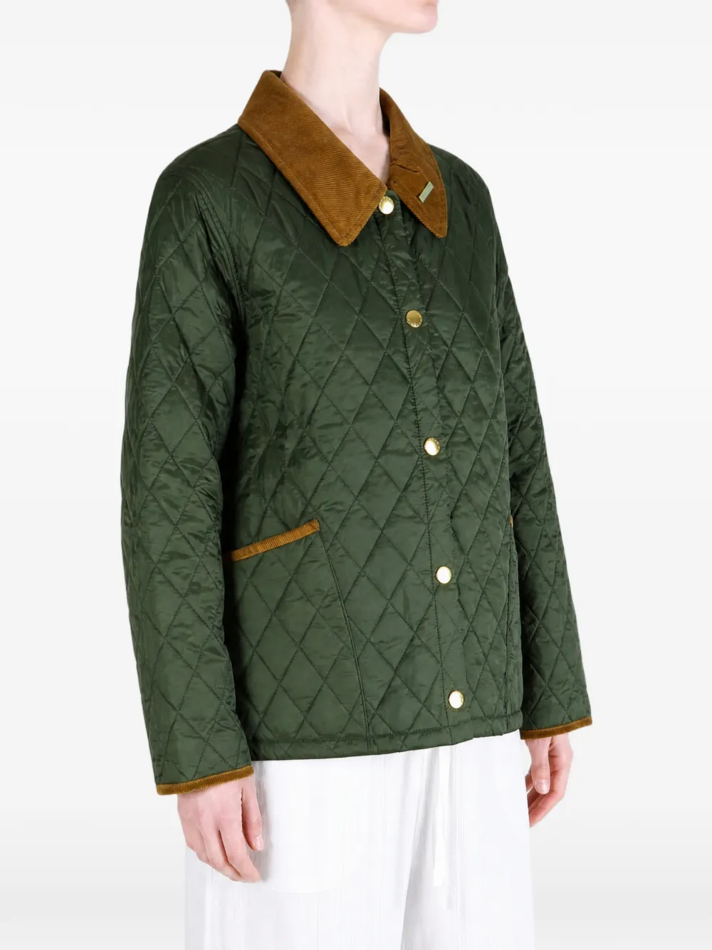 Barbour Icons gewatteerd jack met ribfluwelen kraag Groen