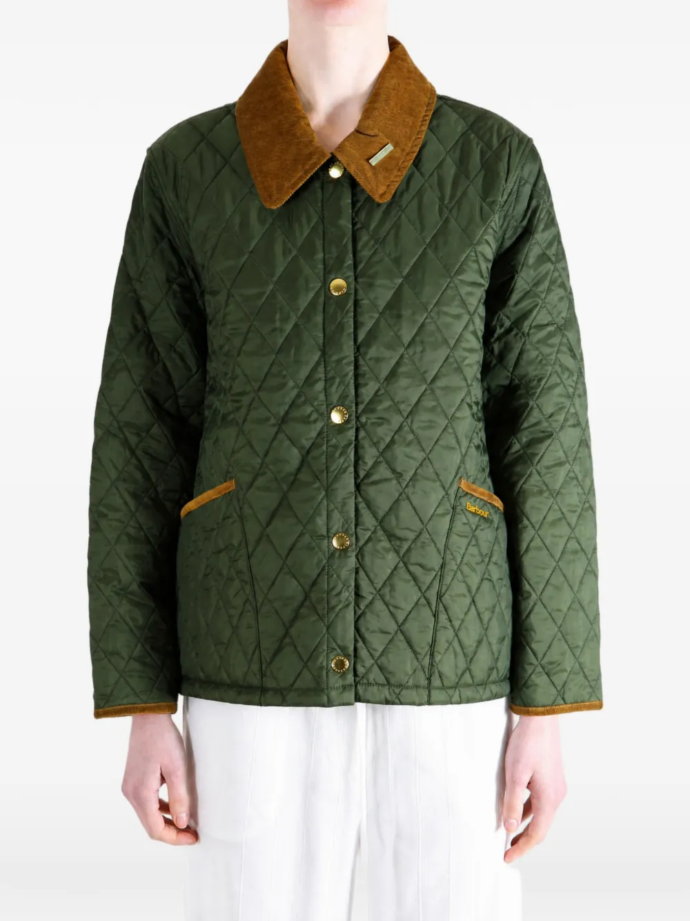 Barbour Icons gewatteerd jack met ribfluwelen kraag Groen