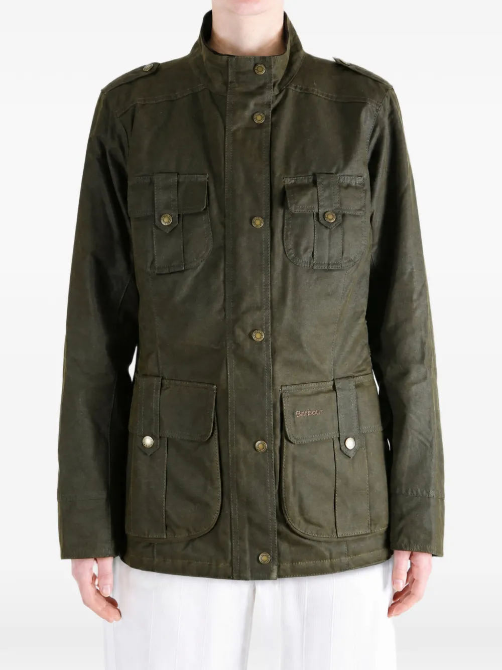 Barbour Winter Defence gewaxt jack met meerdere zakken Groen