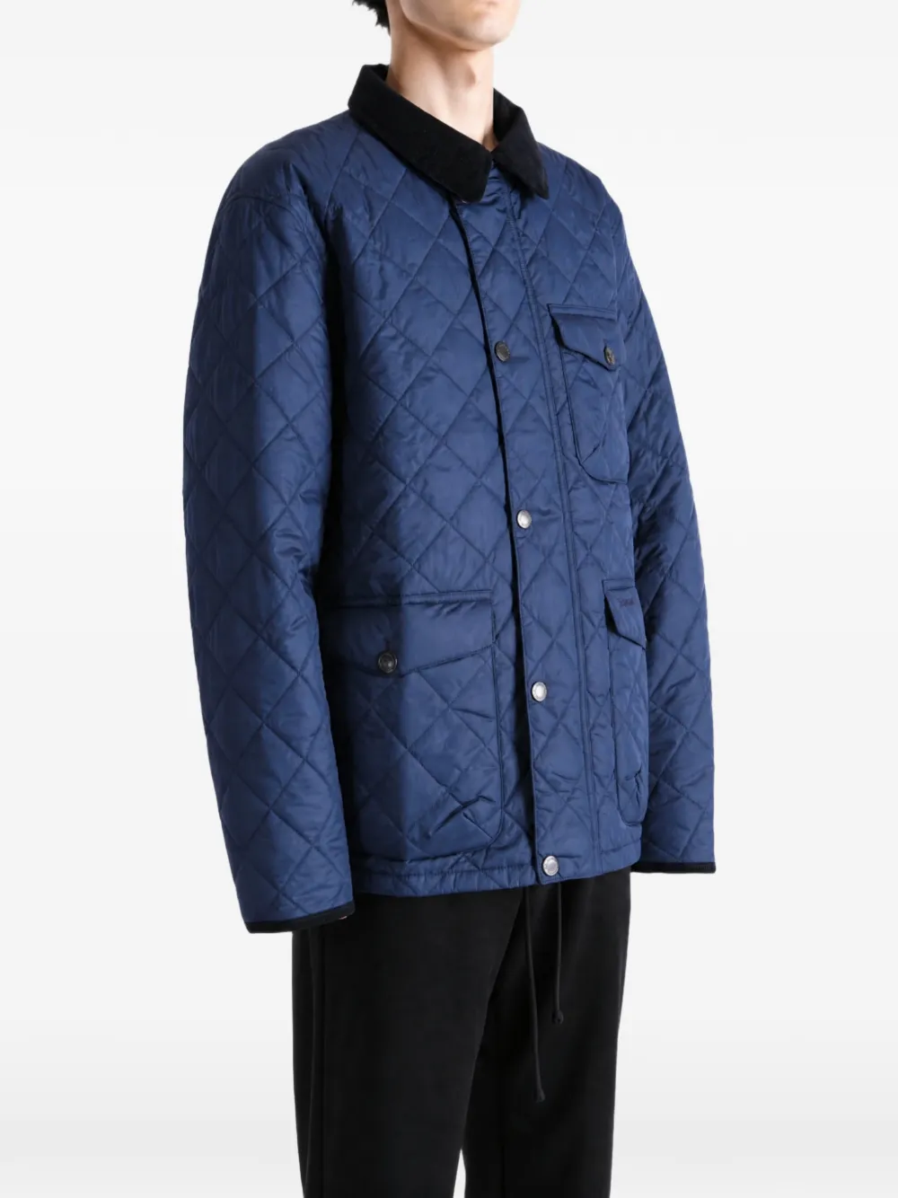 Barbour Hornby gewatteerd jack met ribfluwelen kraag Blauw