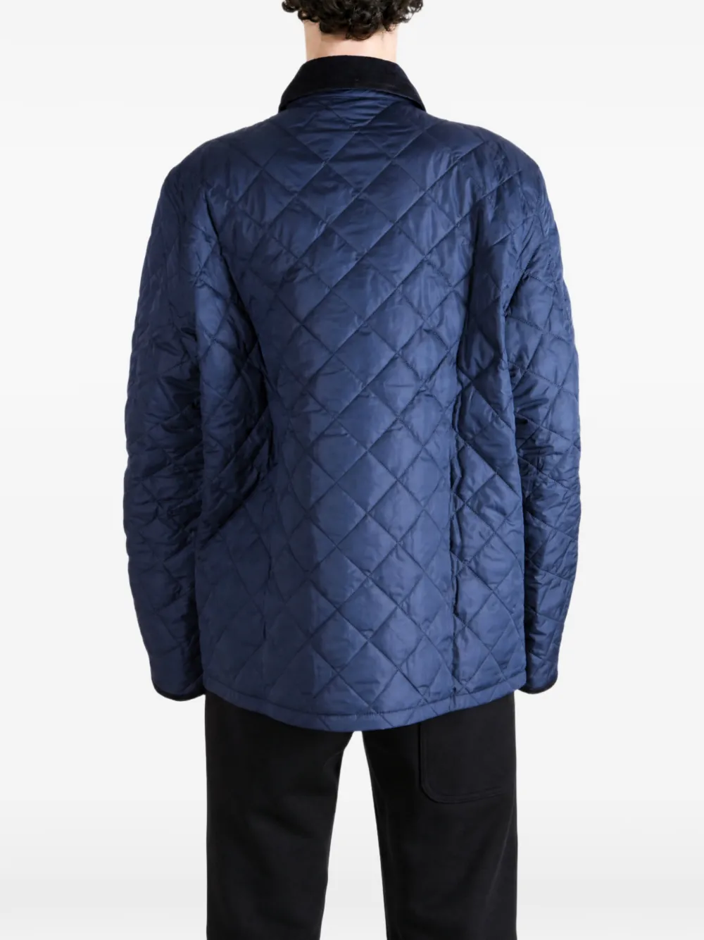 Barbour Hornby gewatteerd jack met ribfluwelen kraag Blauw