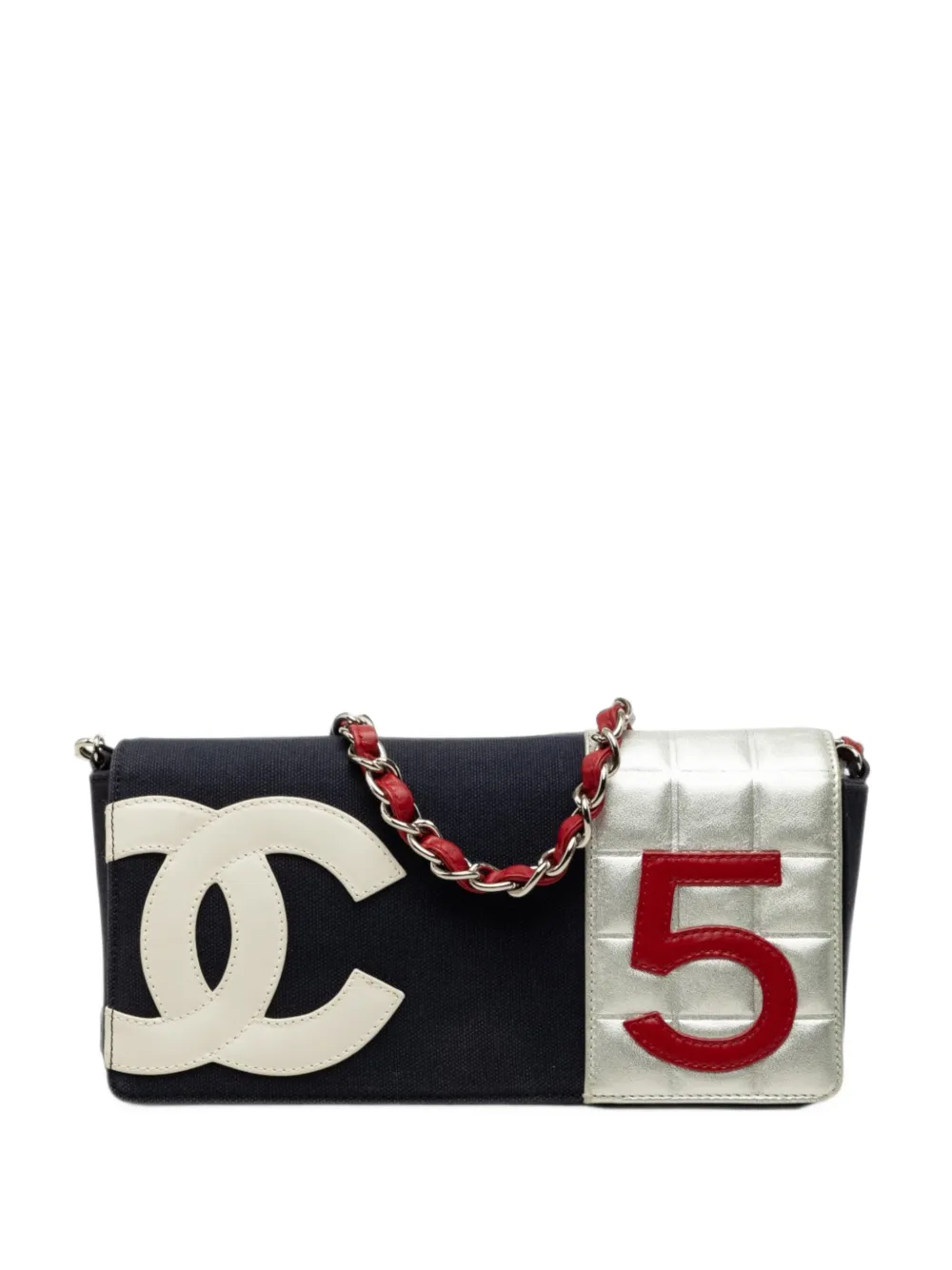CHANEL Pre-Owned 2002-2003 Canvas And Metallic Lambskin Chocolate