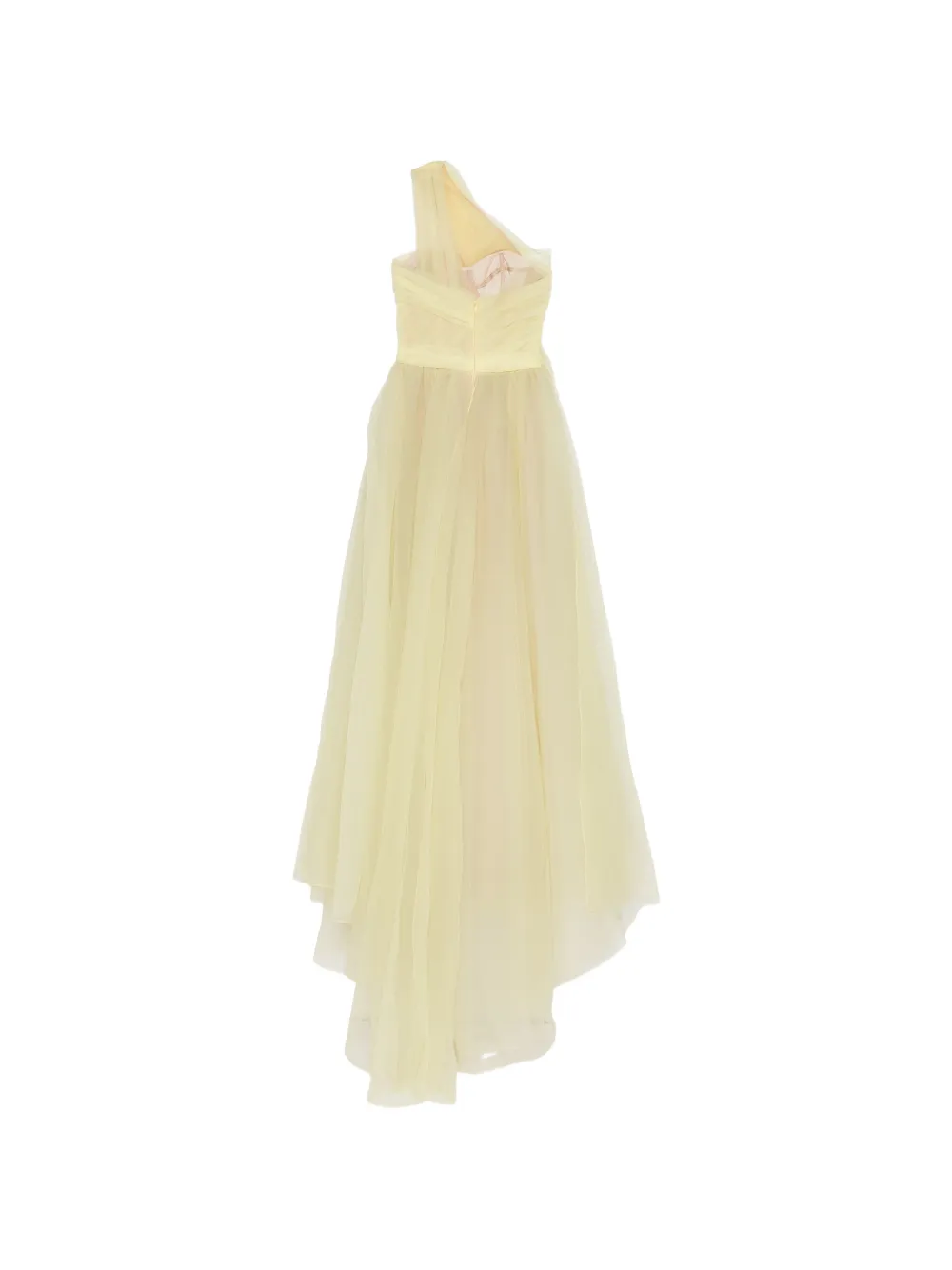 Marchesa Asymmetrische avondjurk met ruches Geel