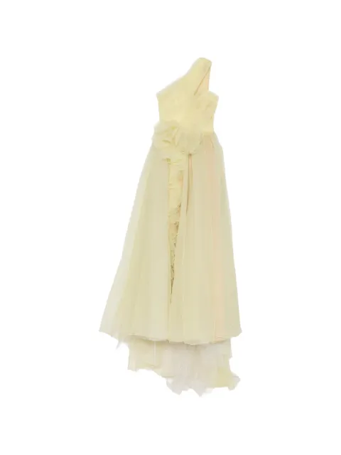 Marchesa one-shoulder ruffled gown
