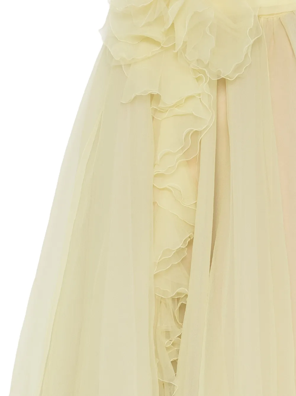 Marchesa Asymmetrische avondjurk met ruches Geel