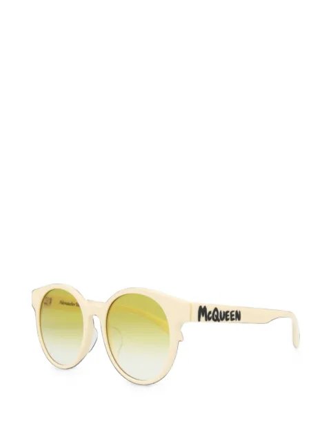 Alexander McQueen logo-print round-frame sunglasses