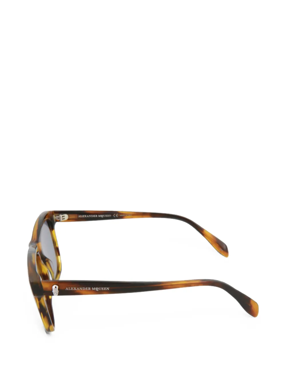 Alexander McQueen Eyewear Zonnebril met schildpadschild-effect en doodskop detail Bruin