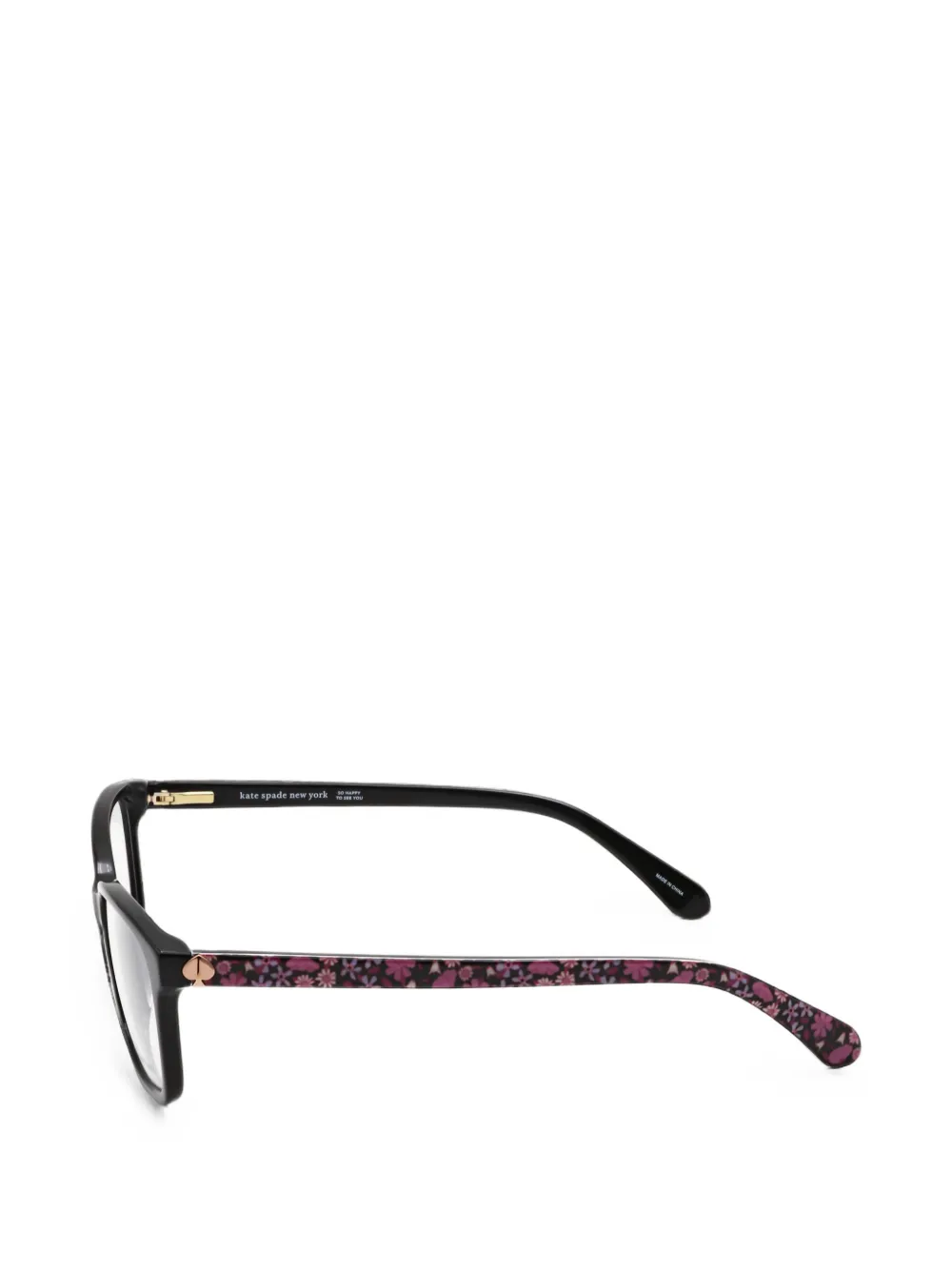 Kate Spade Miriam bril met rechthoekig montuur en bloemenprint Zwart