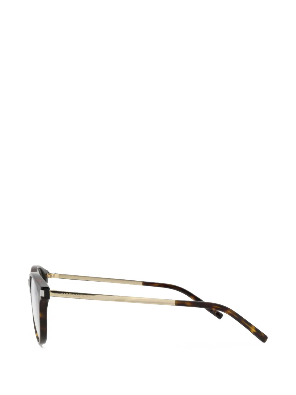 Saint Laurent Eyewear Bril met rond montuur en schildpadschild-design Bruin