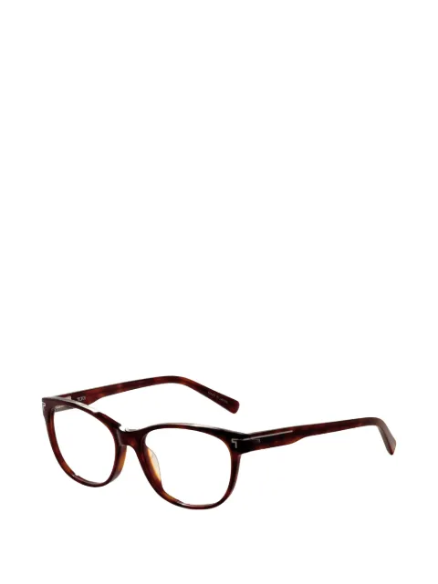 Tumi tortoiseshell-effect round-frame glasses