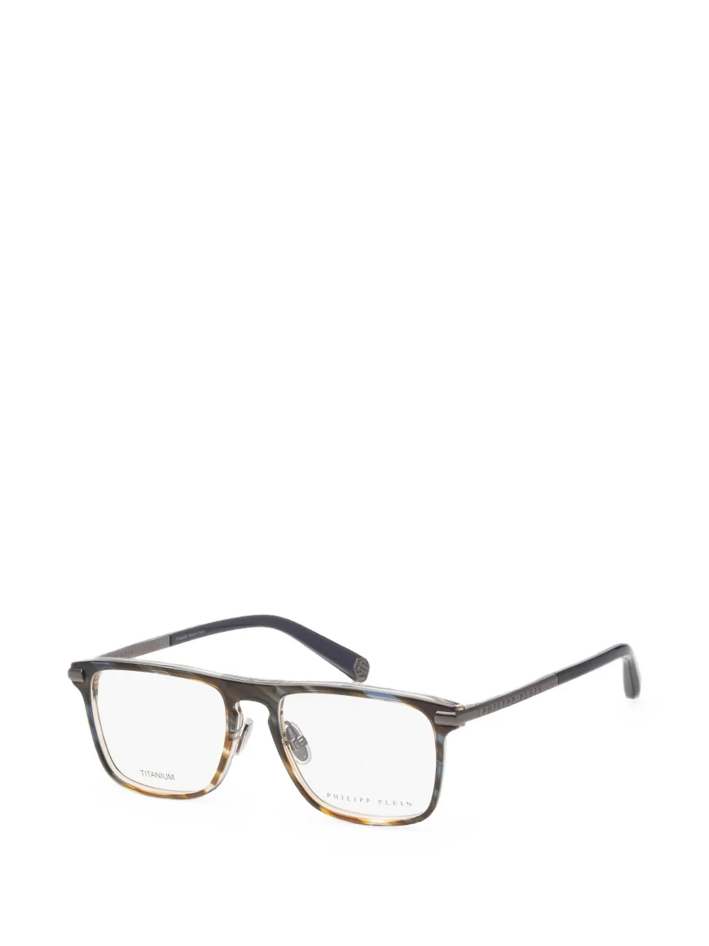 Philipp Plein Eyewear tortoiseshell-effect rectangle-frame glasses - Grigio