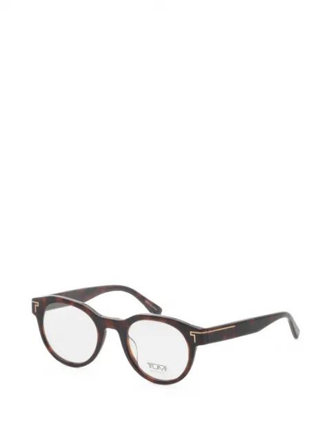 Tumi tortoiseshell-effect round-frame glasses