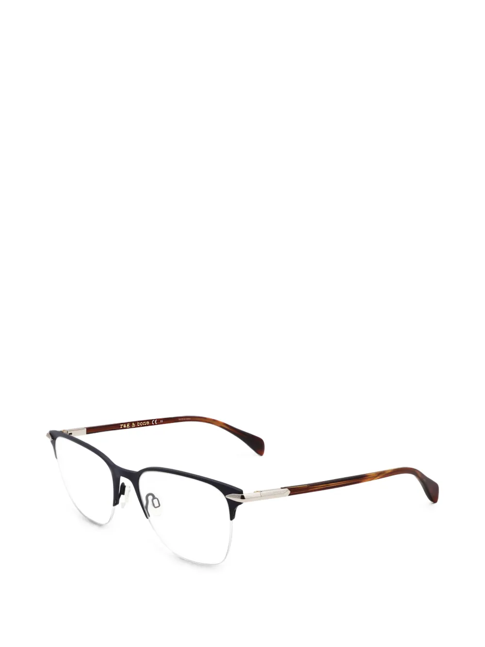rag & bone half-rim geometric-frame glasses - Marrone