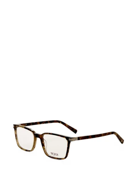 Tumi tortoiseshell-effect rectangle-frame glasses