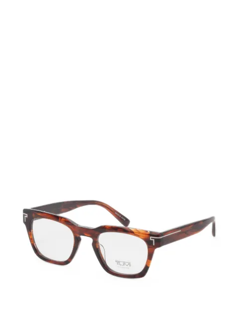 Tumi tortoiseshell-effect square-frame glasses
