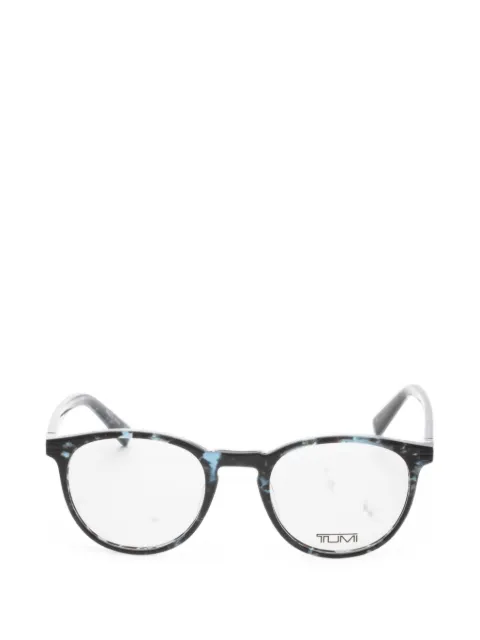Tumi mottled-effect round-frame glasses