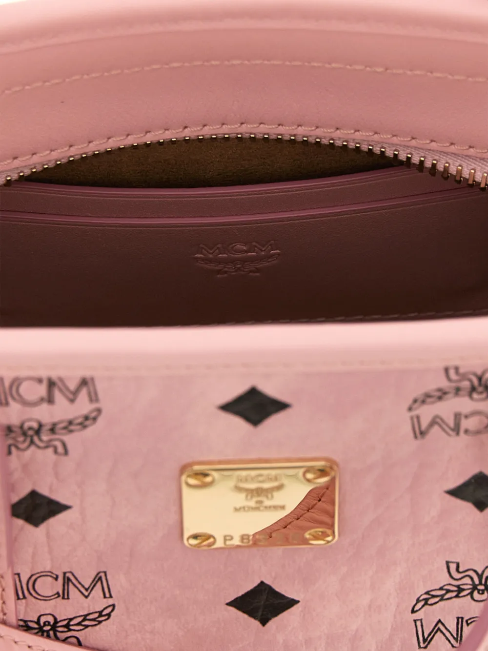 MCM x Toni Visetos mini-shopper met monogram en rits aan de bovenkant Roze