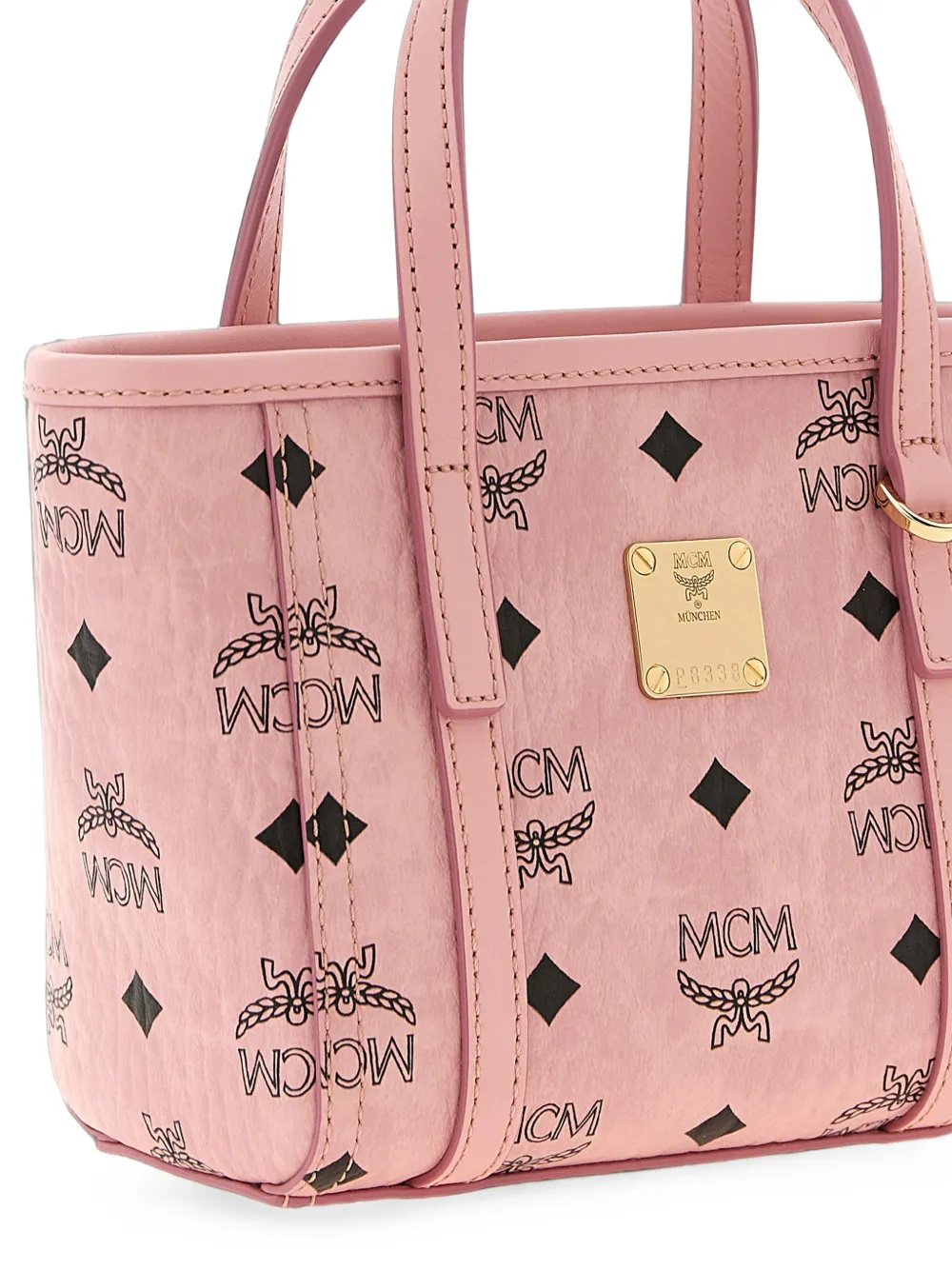 MCM x Toni Visetos mini-shopper met monogram en rits aan de bovenkant Roze