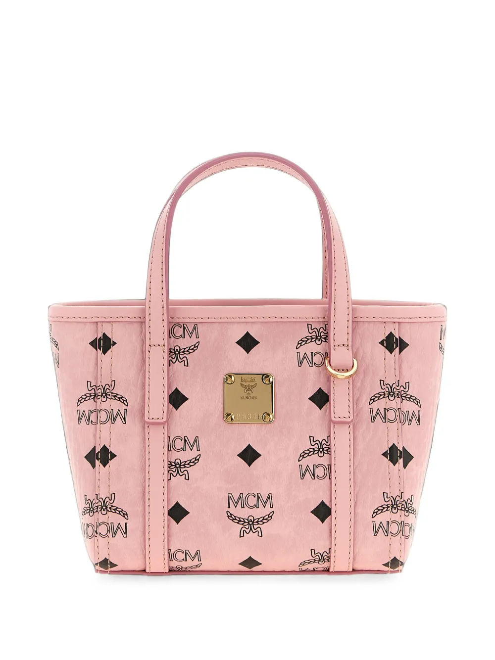 MCM x Toni Visetos mini-shopper met monogram en rits aan de bovenkant Roze