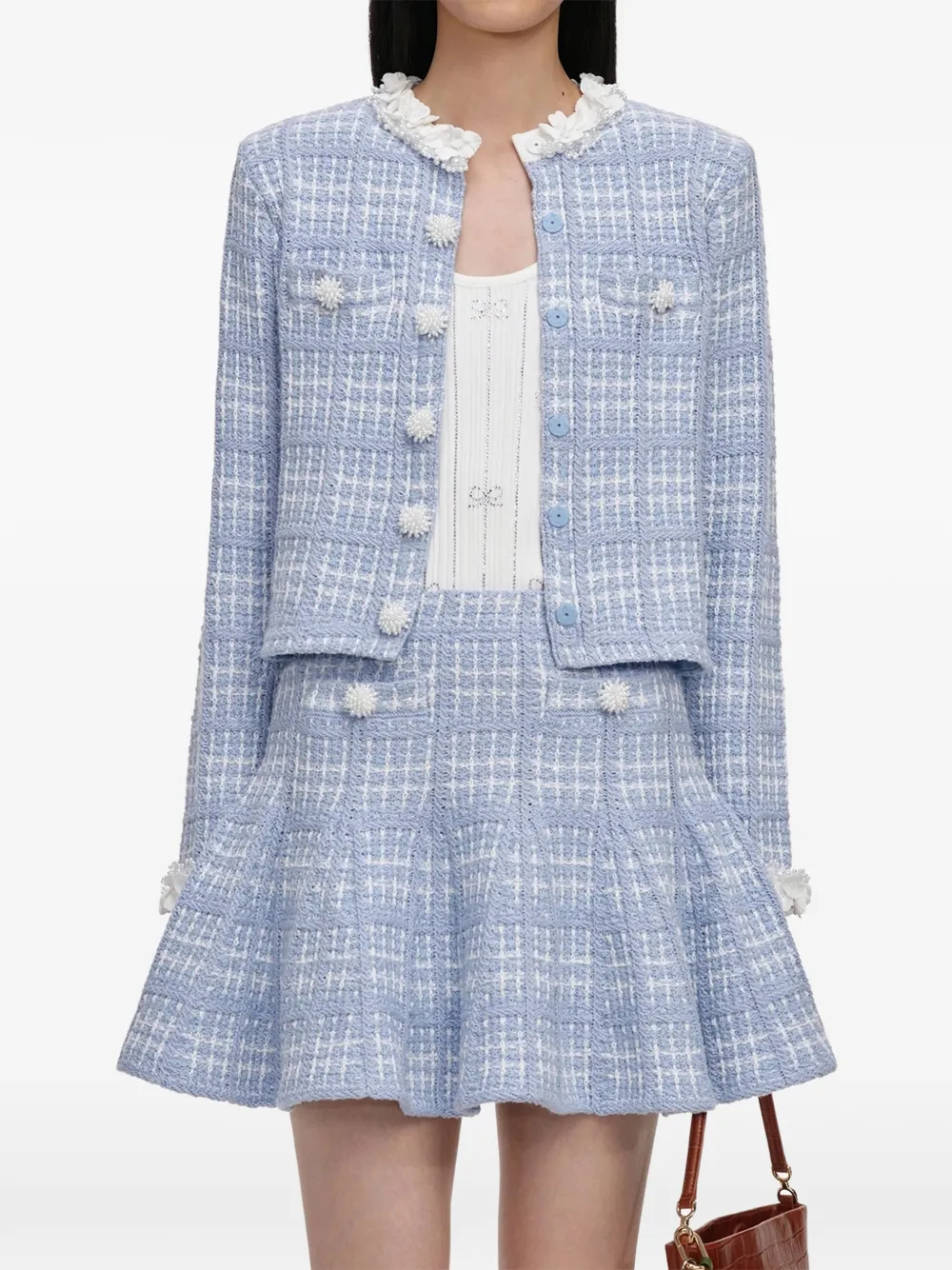Self-Portrait Geruite mini-rok Blauw