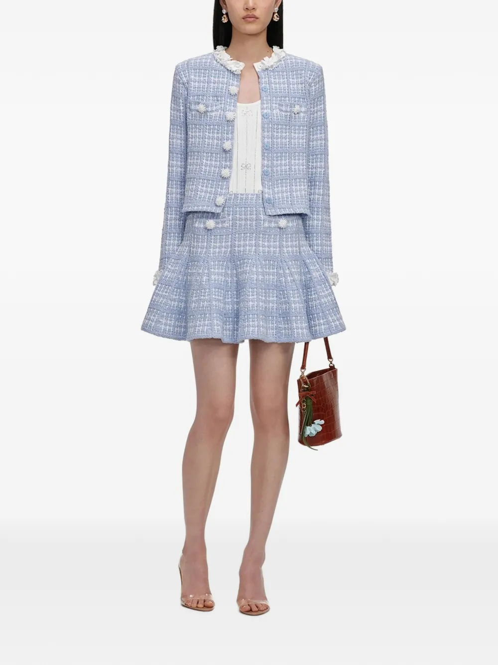 Self-Portrait Geruite mini-rok Blauw