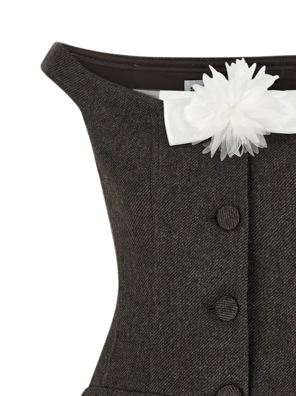 Self-Portrait Off-shoulder mini-jurk Bruin