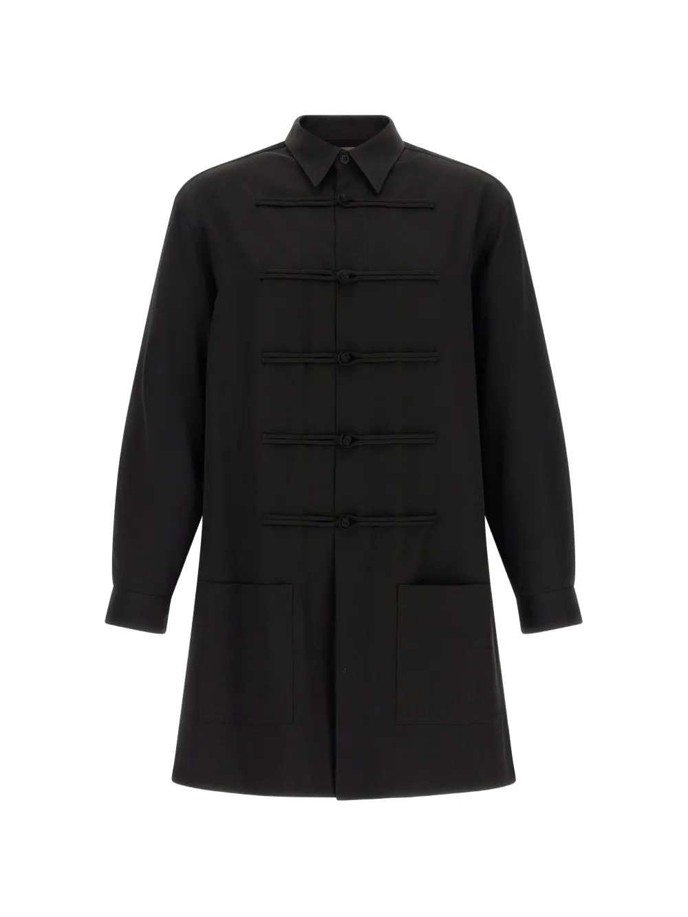 Yohji Yamamoto frog-fastening long-line shirt - Schwarz