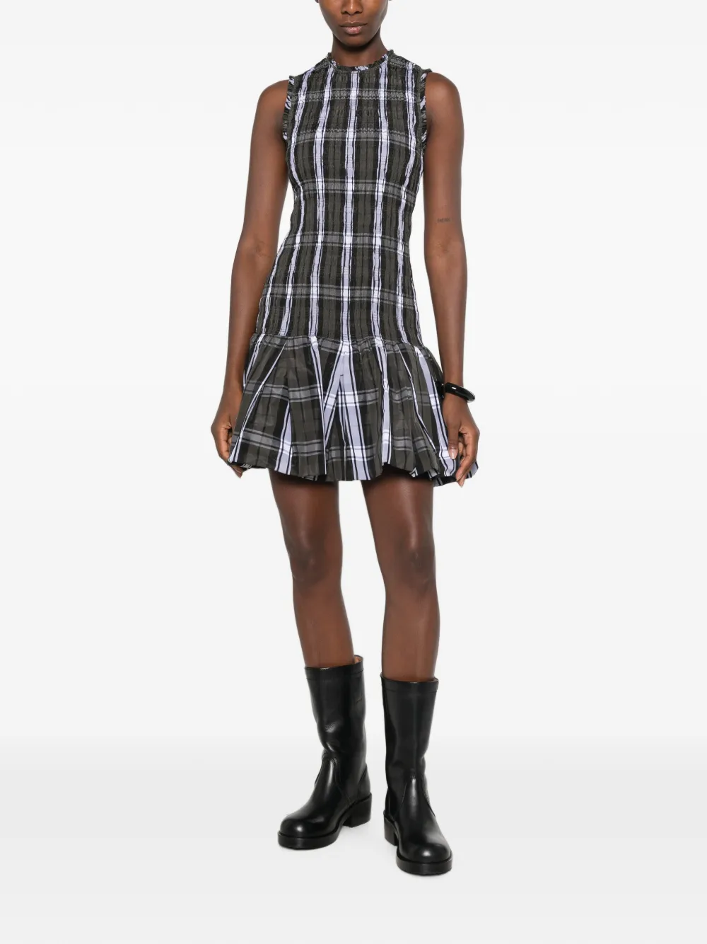 Patou Geruite mini-jurk met tartan ruit Grijs