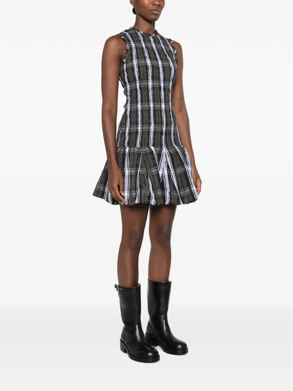 Patou Geruite mini-jurk met tartan ruit Grijs