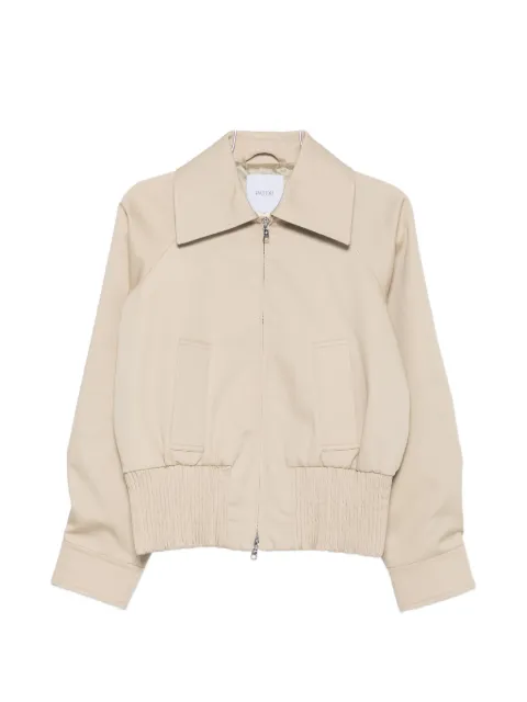 Patou zip-fastening pointed-collar jacket