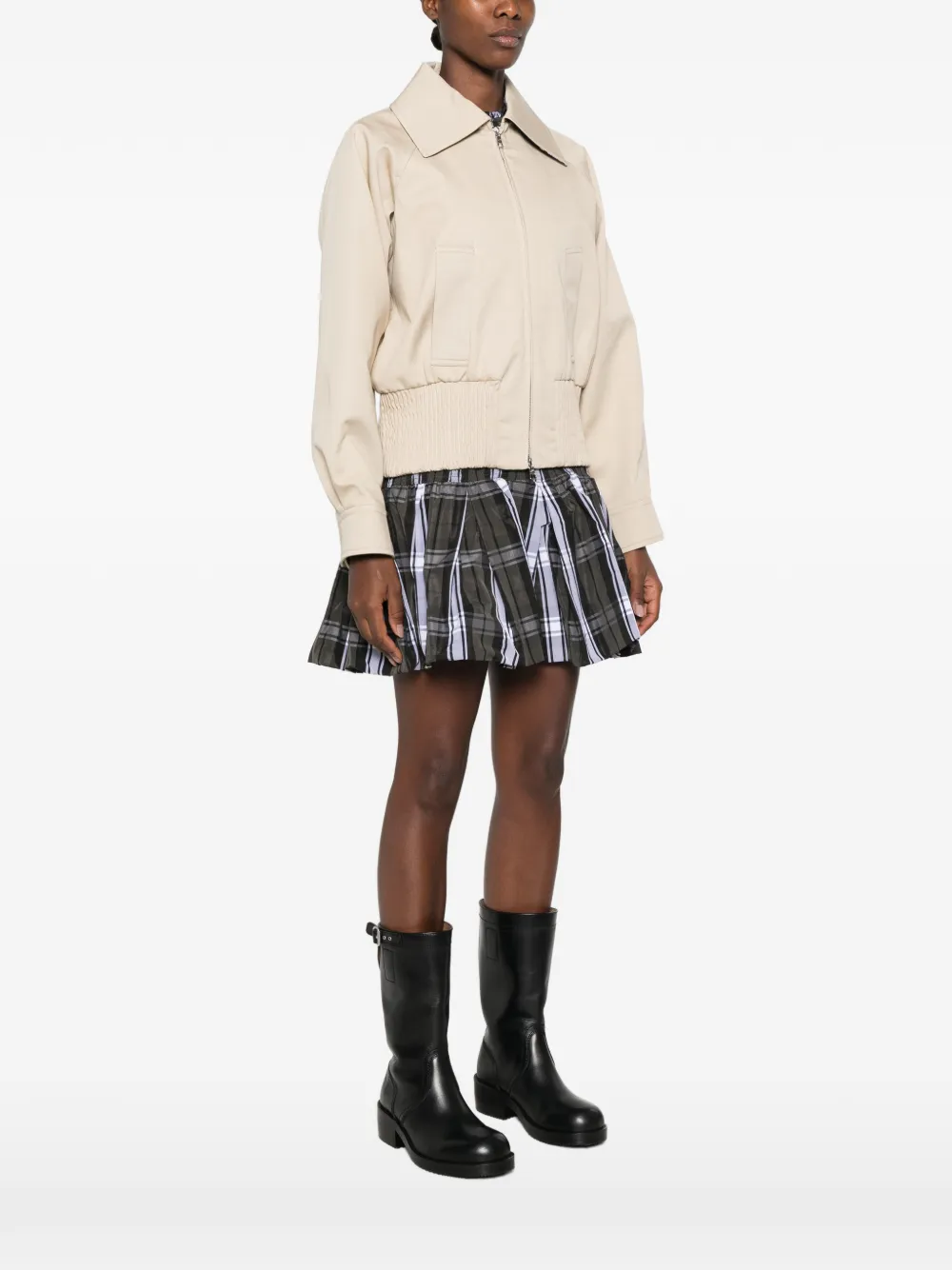 Patou Jack met puntige kraag en ritssluiting Beige