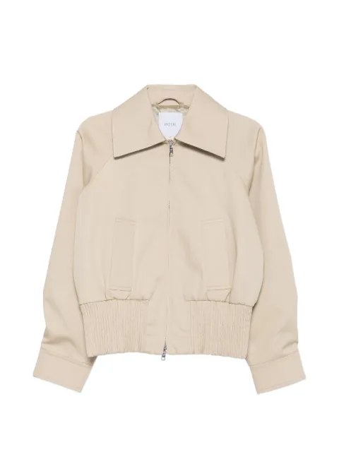 Patou zip-fastening pointed-collar jacket