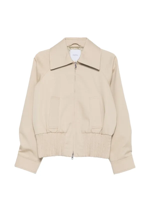 Patou Zip-fastening Pointed-collar Jacket in Neutrals