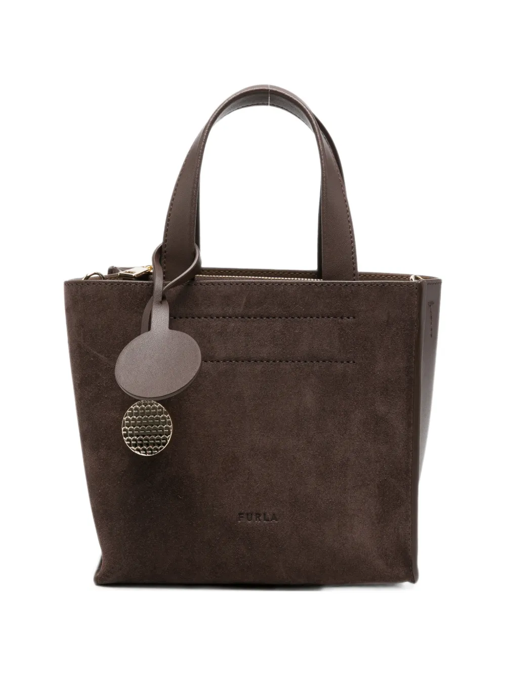 Furla mini leather tote bag - Braun
