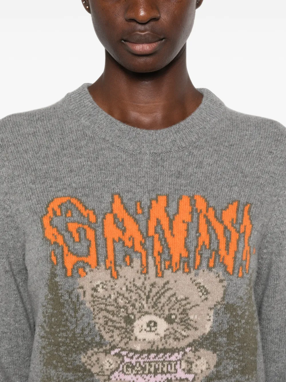 GANNI Trui met grafische intarsia Grijs