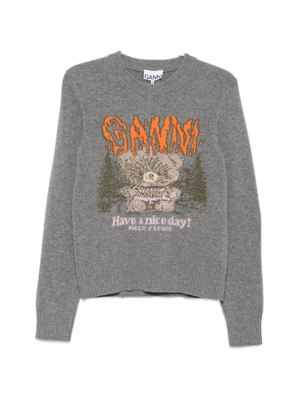 GANNI graphic-intarsia sweater - Grigio
