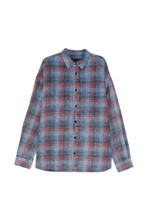Juun.J check-print distressed shirt