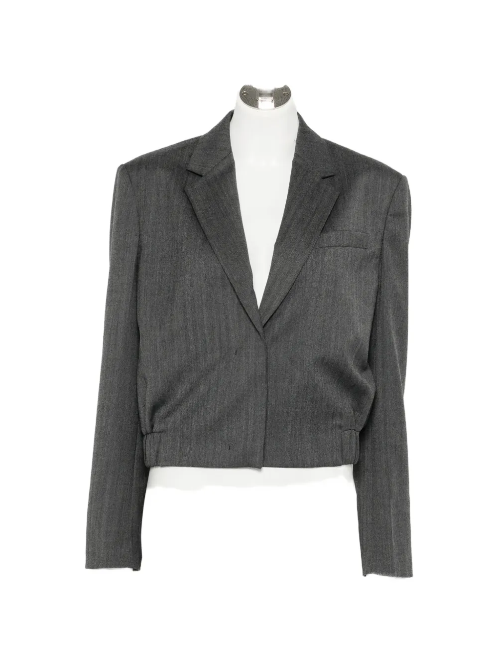 Juunj Cropped Notched-lapel Blazer In Grey