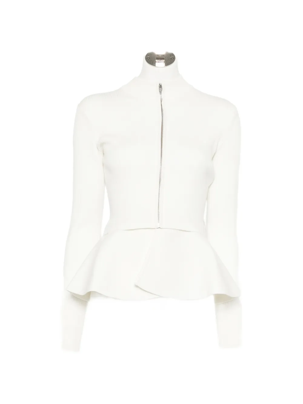 Juun.J peplum zip-up cardigan - Toni neutri