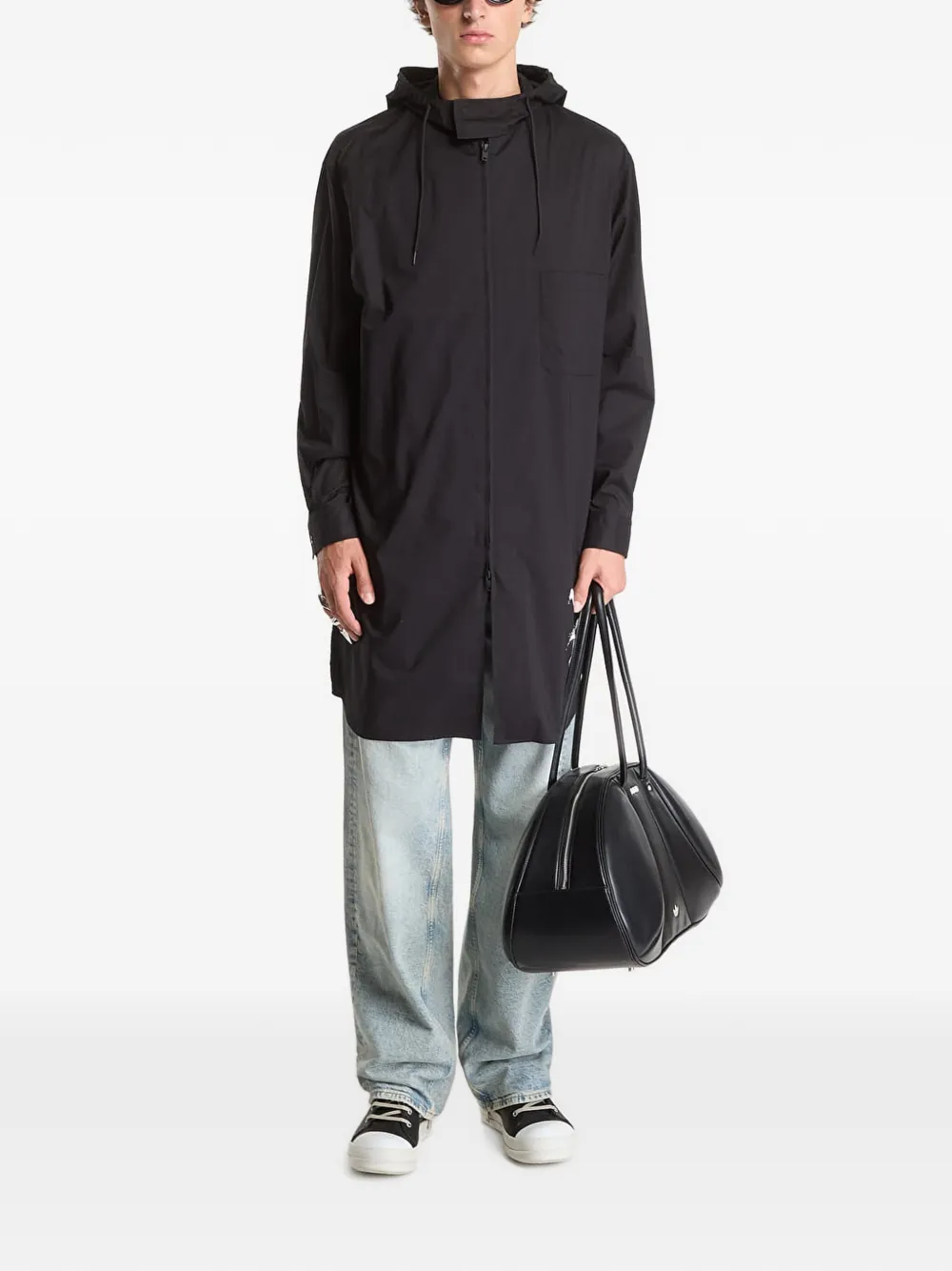Y-3 Shirt met capuchon en chito-print Zwart