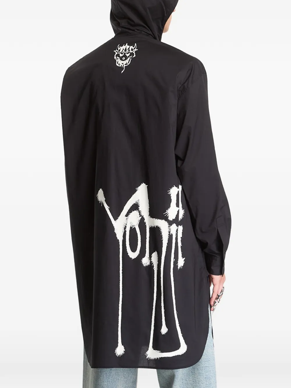 Y-3 Shirt met capuchon en chito-print Zwart
