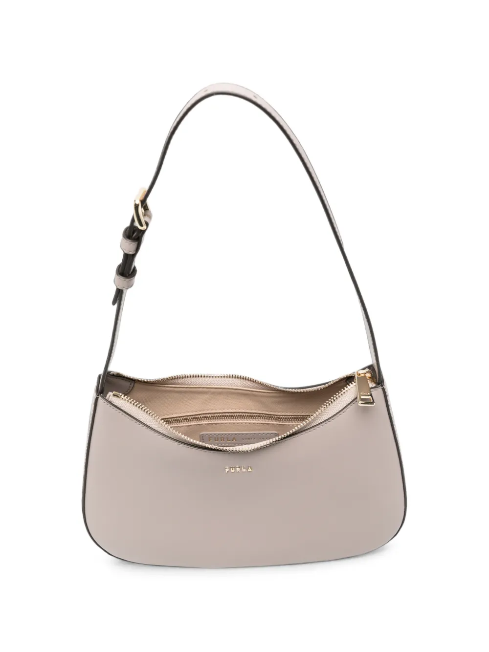 Furla Schoudertas met logoplakkaat Beige