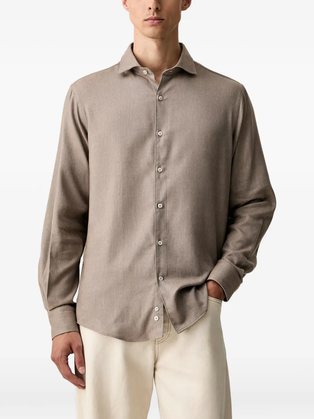 Paul & Shark houndstooth-print cuff shirt - Marrone