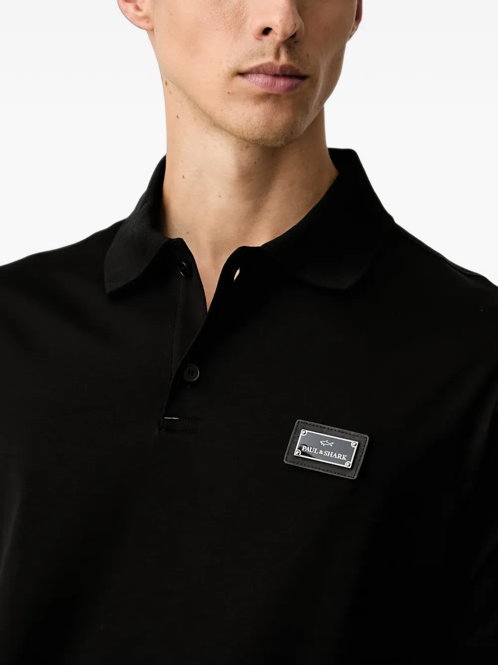 Paul & Shark Poloshirt met logoplakkaat Zwart