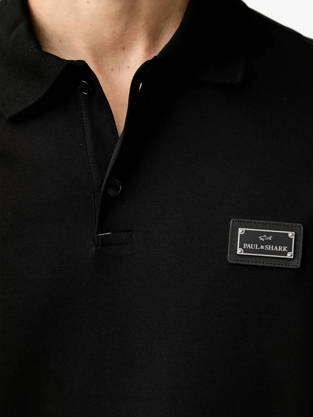 Paul & Shark Poloshirt met logoplakkaat Zwart